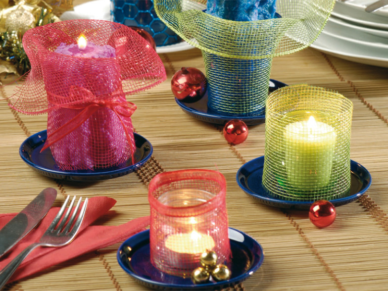 Candele decorate per la tavola
