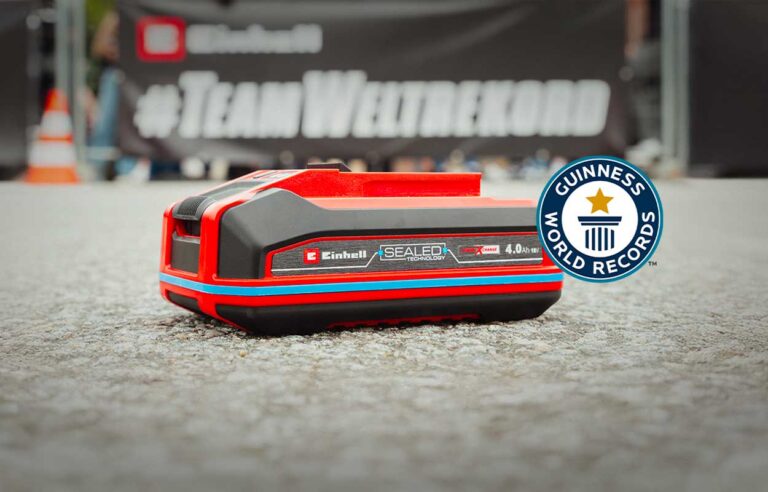 Einhell stabilisce un record mondiale: una batteria per oltre 300 utensili Einhell stabilisce un record mondiale: una batteria per oltre 300 utensili