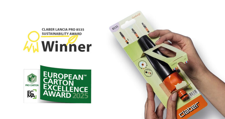 Claber premiata con il Premio Speciale per la sostenibilità agli European Carton Excellence Award 2025 Claber premiata con il Premio Speciale per la sostenibilità agli European Carton Excellence Award 2025